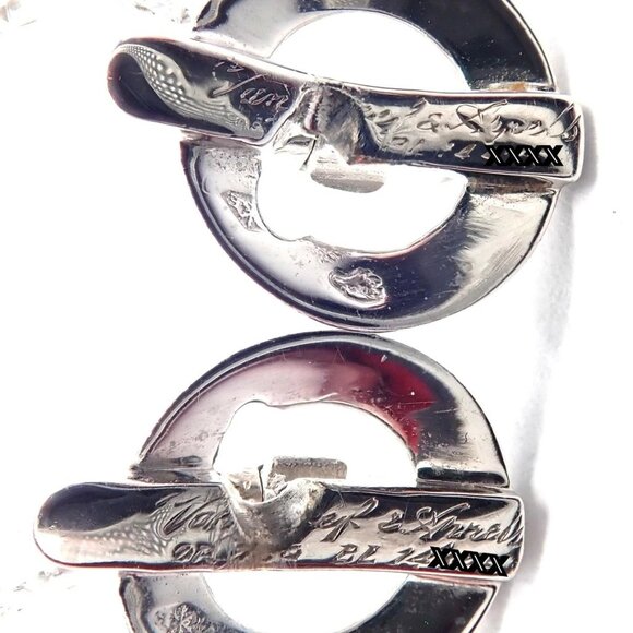 Authentic! Van Cleef & Arpels 18k White Gold Diamond Large Hoop Earrings - Picture 15 of 16